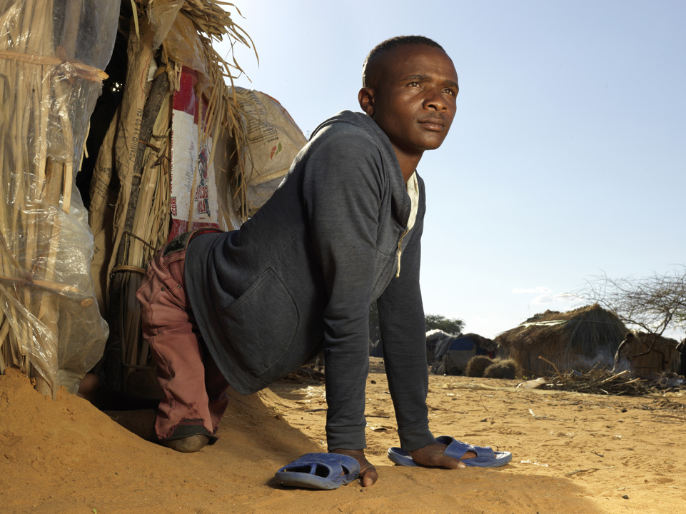 Mekondo crawled from Angola to Namibia on his hands and knees due to a physical disability.