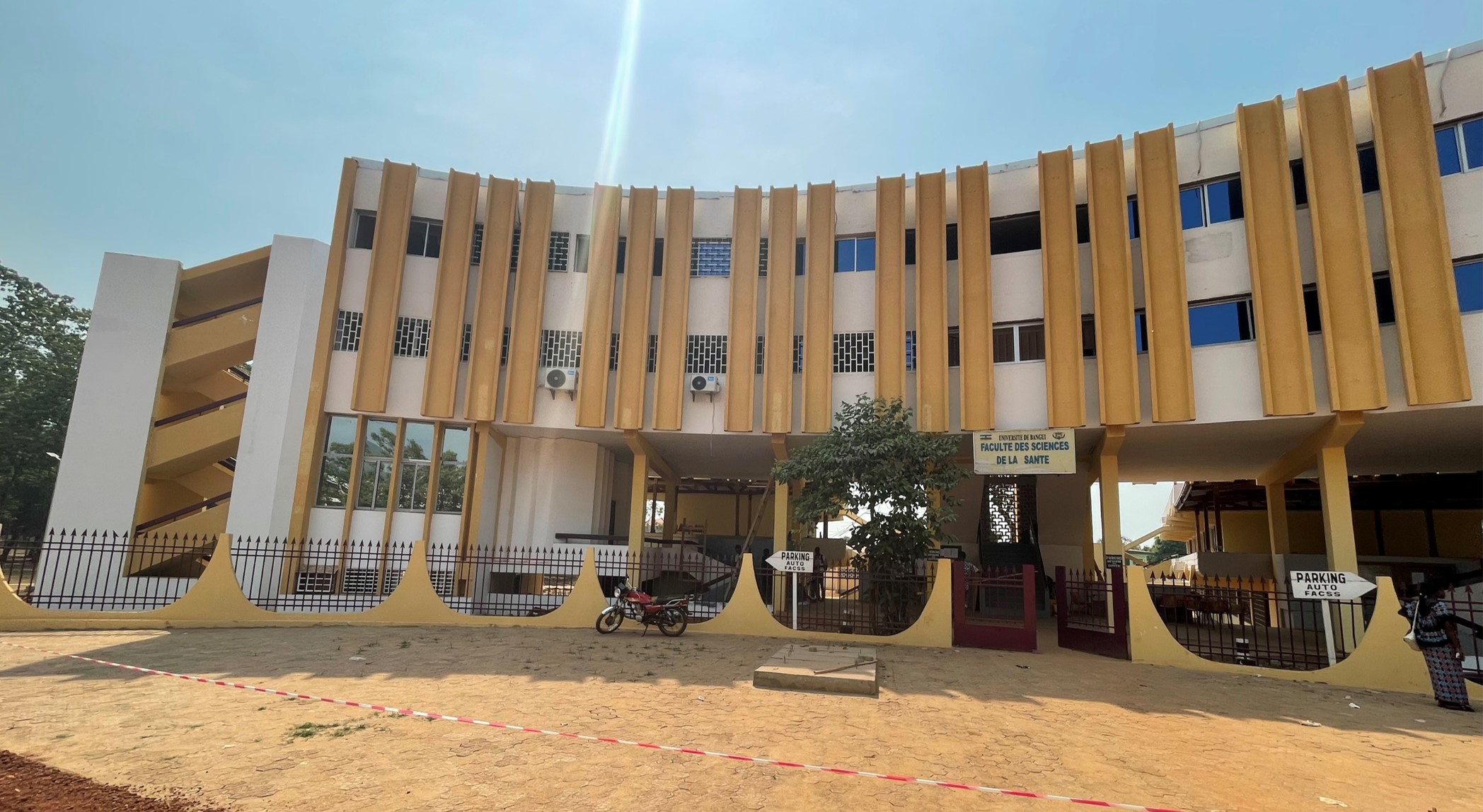 The outside of the refurbished Bangui University Faculty of Health Sciences building.