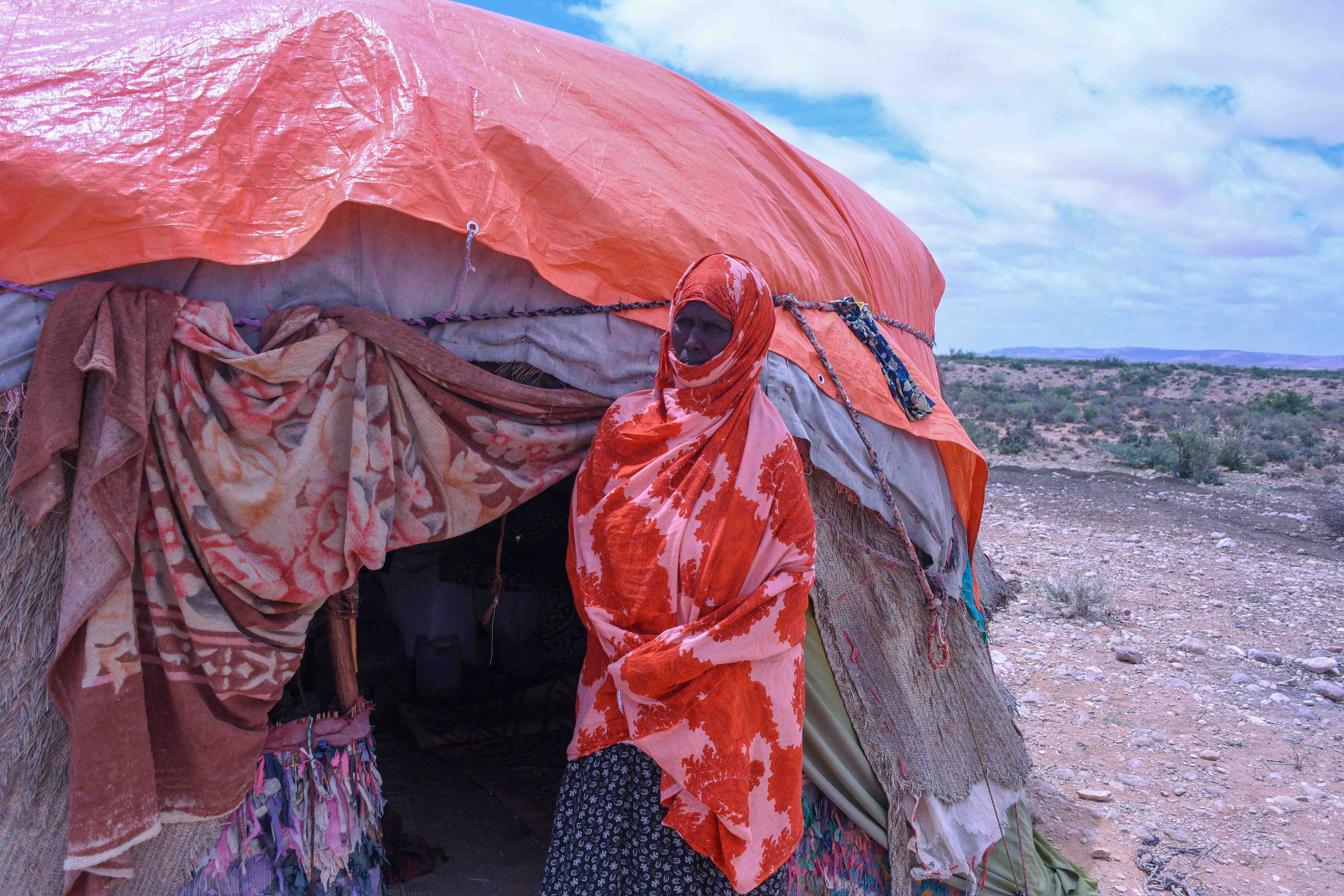 Mama Ruqya and her family recently moved to Cuun village with their herd of goats looking for pasture.