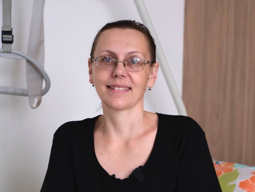 Yana Kovalova lost her leg after an explosion in her backyard in Donetsk. 