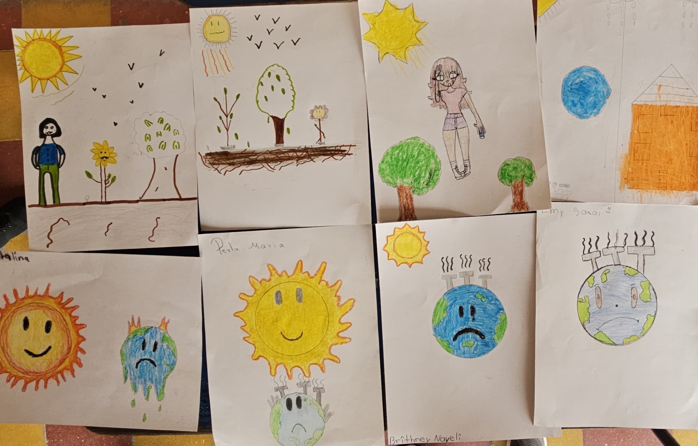  Arte sobre las olas de calor creado por niñas y niños de Honduras para el Día de Acción contra el Calor.
