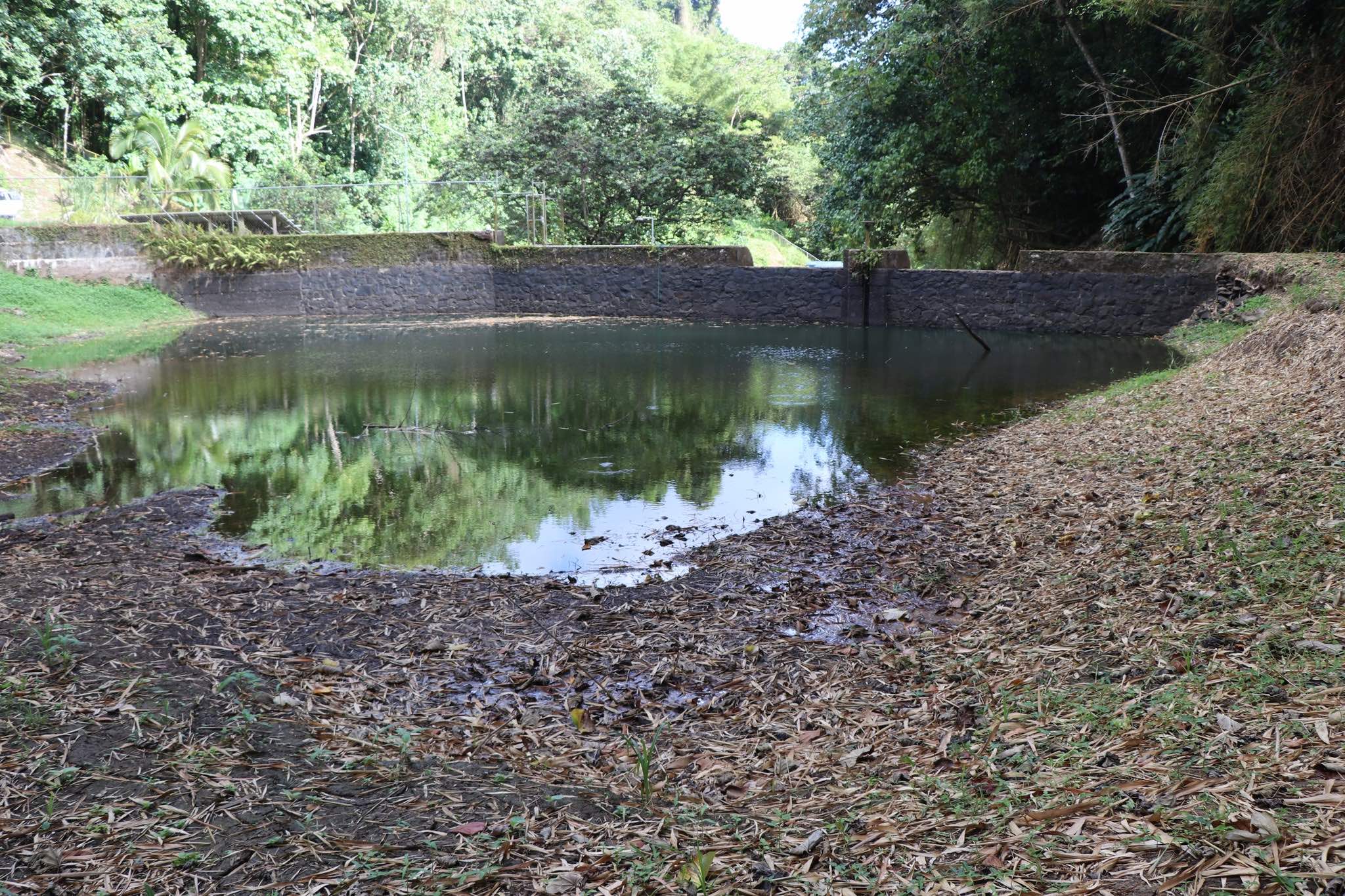 The Les Avocat Dam, a crucial water reservoir that is designed to supply 300,000 gallons, it's currently only able to distribute 180,000 gallons.