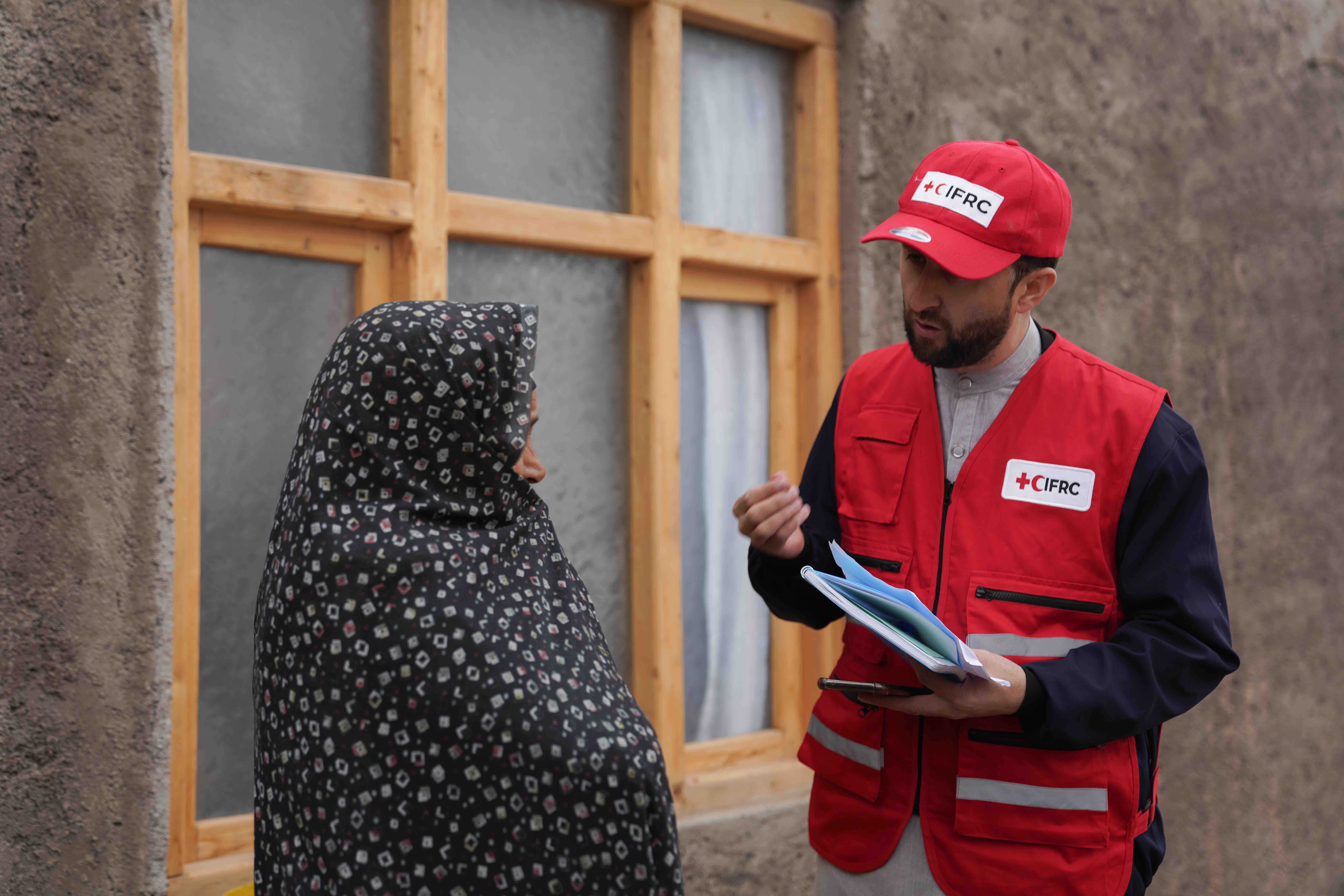 A 45-year-old female head of household from Gulran District, Herat, speaks with IFRC’s Sayed Eshaq Muqbel about the significant challenges she has faced since the devastating earthquake in October 2023. 