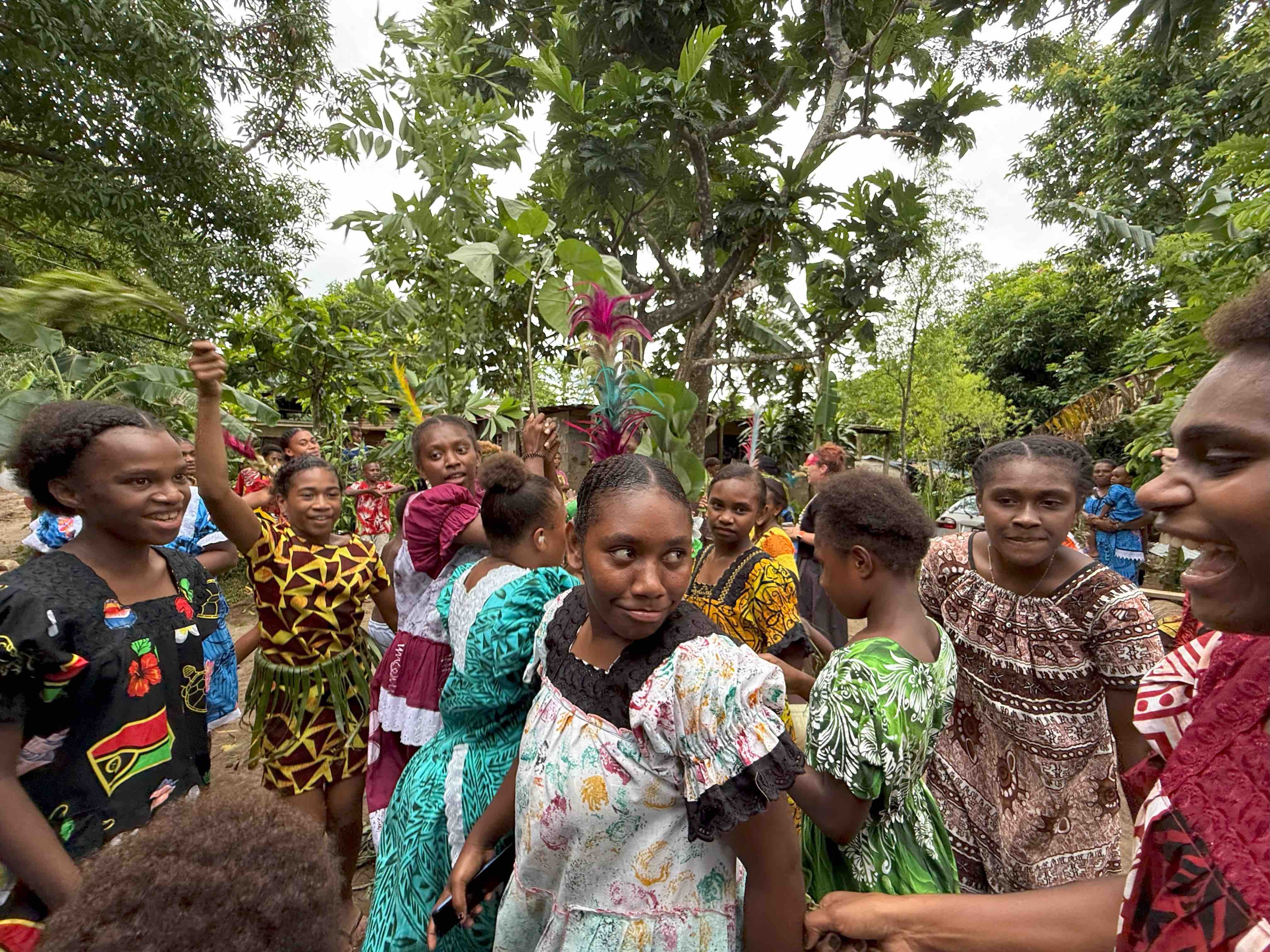 Members of the Britano community organized a celebration after the completion of the water tank, which coincided with a visit from the IFRC head of delegation and representatives of the United Nations Disaster Risk Reduction (UNDRR) office.