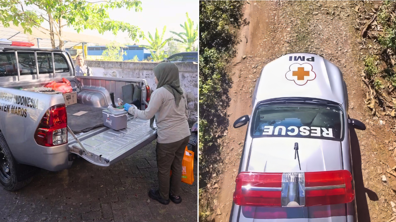Maros Animal Health Centre staff load FMD vaccines into a PMI truck for transportation up the long, bumpy road to Tallasa Baru.
