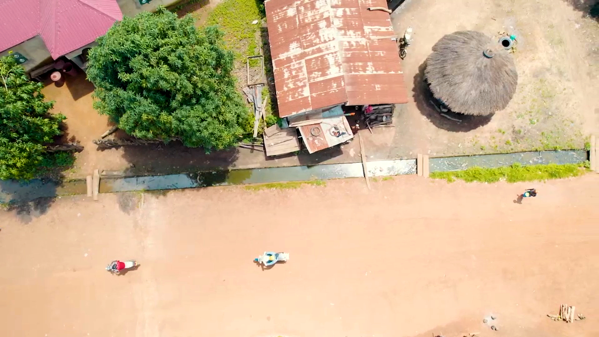 Aerial shot of the new canal system built by the community in Dalafilani. 