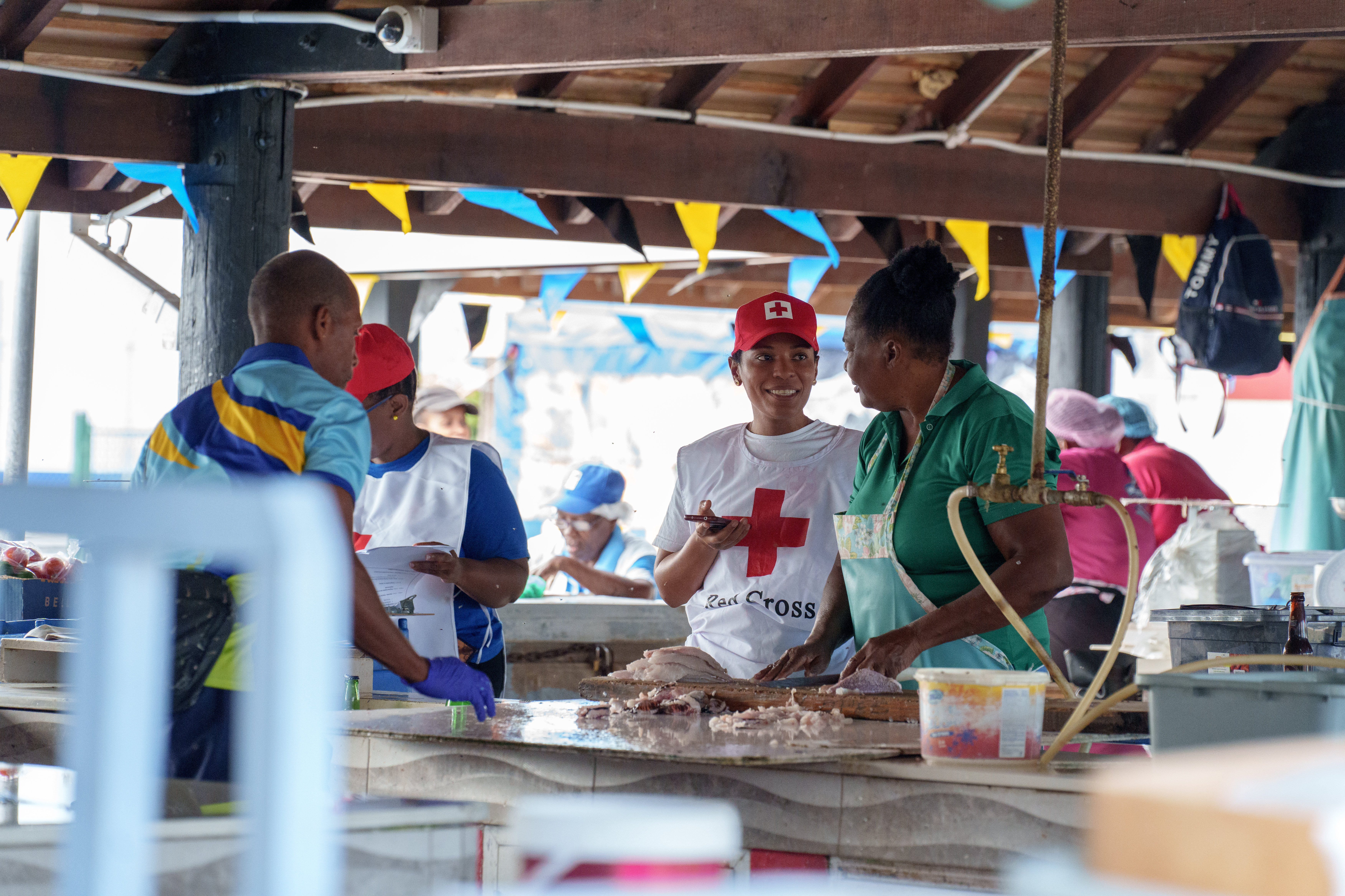 The Barbados Red Cross, with support from the IFRC, conducted a post-distribution monitoring exercise on 14 March 2025 at Bridgetown and Oistins Fish Markets.