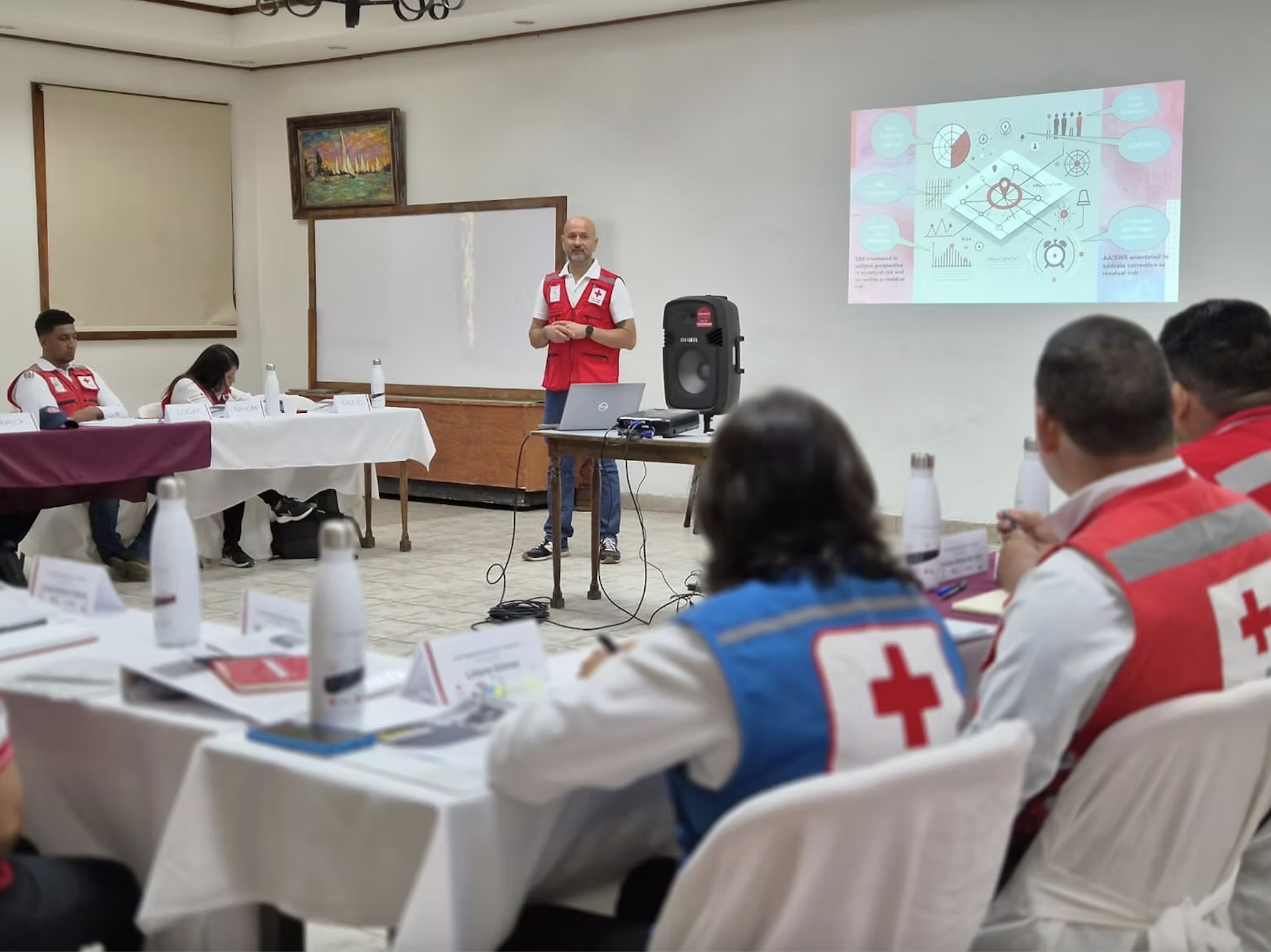 In March and April 2025, teams from the Honduran, Guatemalan, Salvadorean, Costa Rican, Colombian and German Red Cross Societies gathered in Lake Yojoa, Honduras for a regional simulation and drill course aimed at improving disaster preparedness and response across the region.