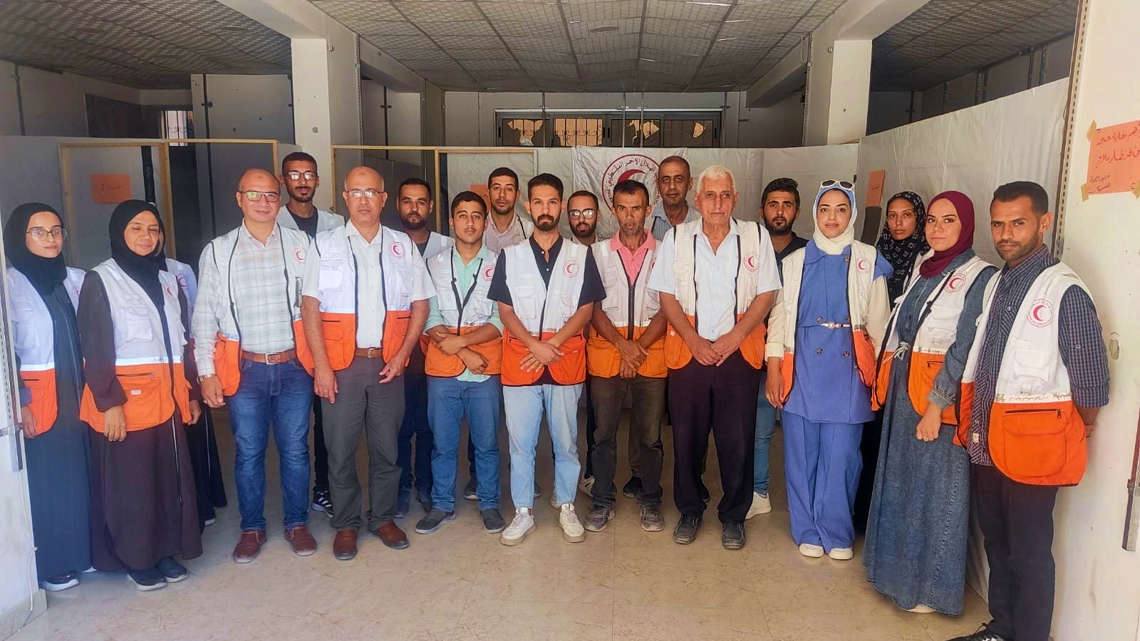 Palestine Red Crescent Society medical staff stand in a PRCS clinic in Western Gaza city which opened in August 2025 to respond to large-scale displacement from northern Gaza.