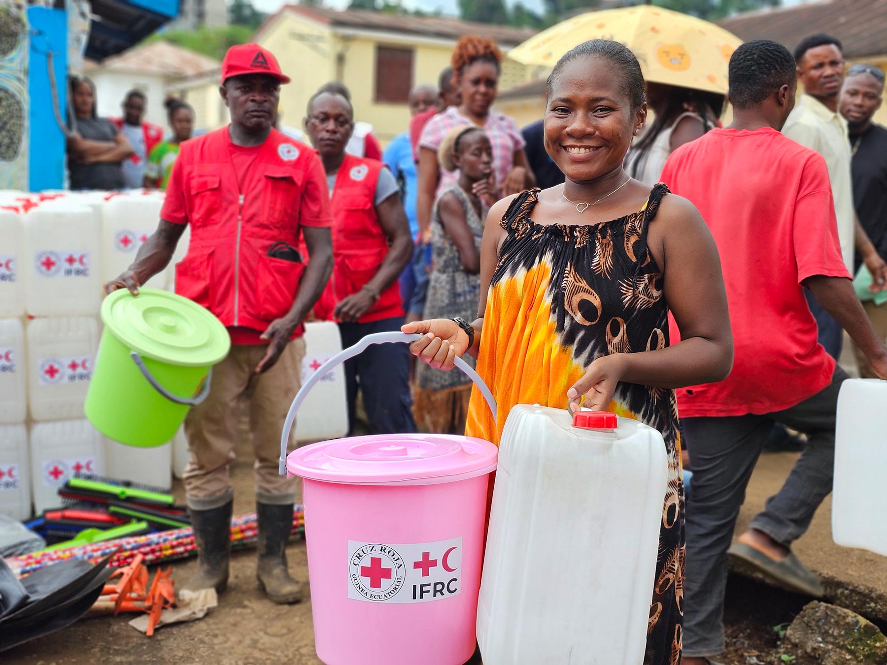 After severe flooding hit numerous communities in Luba, in Equatorial Guinea, in August 2025, IFRC-DREF funding allowed for rapid provision of desparately needed water, sanitation and hygiene kits and other resources to thousands of households.