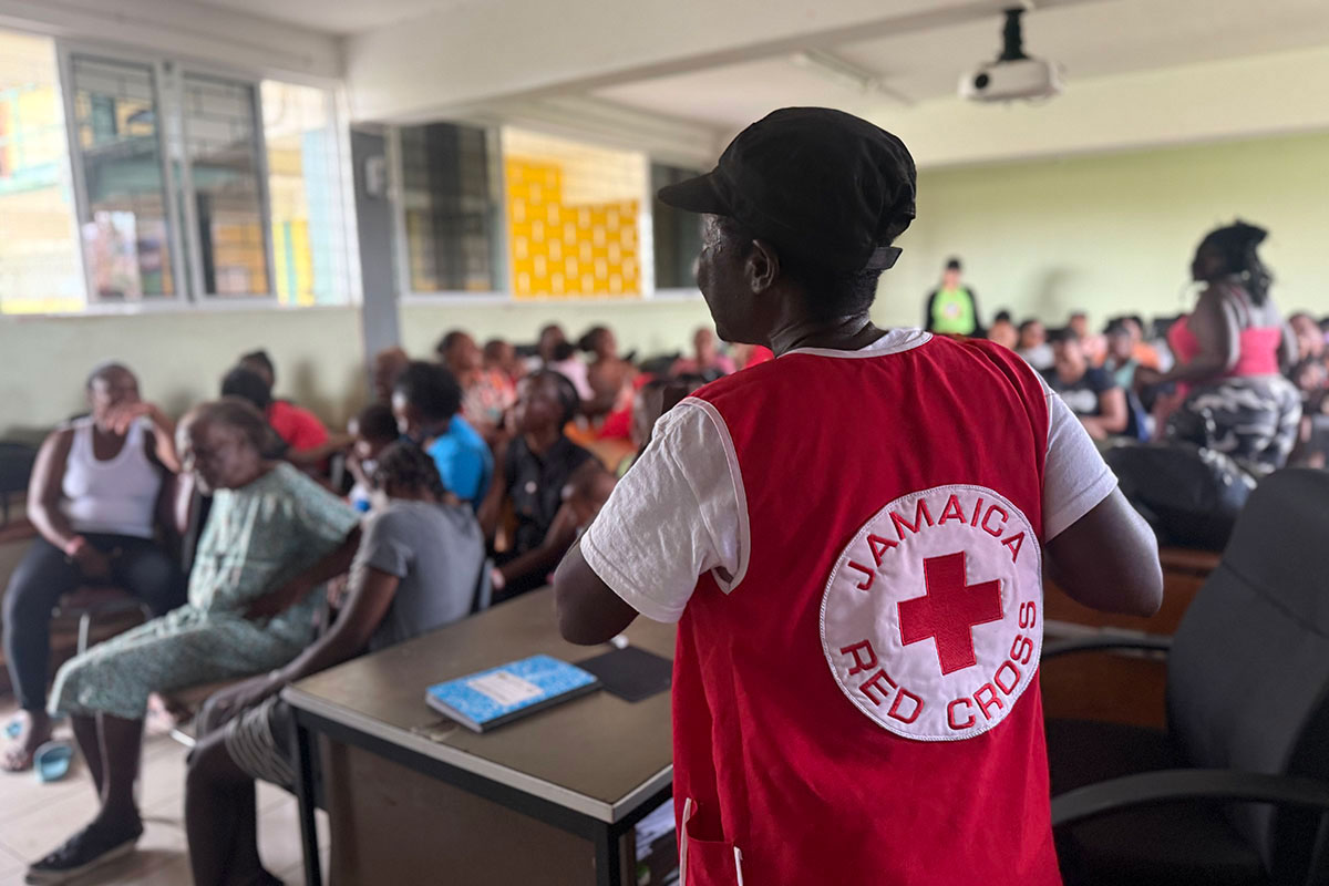 Jamaica Red Cross teams conduct Mental Health and Psychosocial Support (MHPSS) activities at Petersfield School, Westmoreland, Jamaica, in the aftermath of Hurricane Melissa in November 2025.