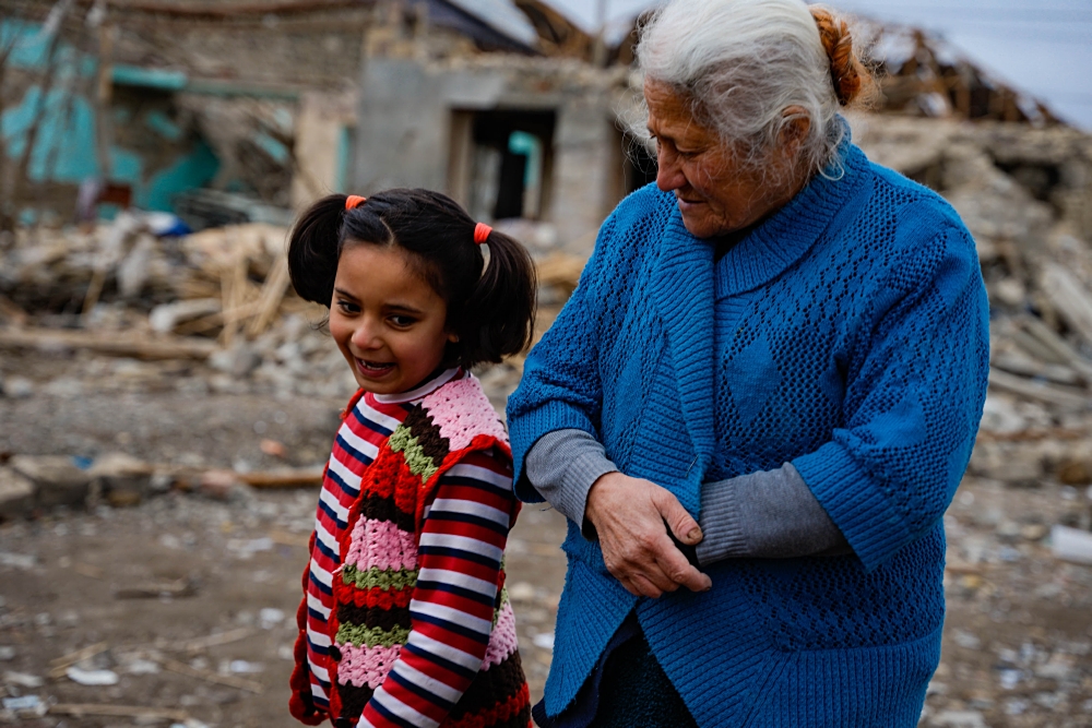 Ganja, Azerbaijan. November 2020. While some people affected by shelling have returned to their homes, many are staying with relatives, at shelters or in basements.