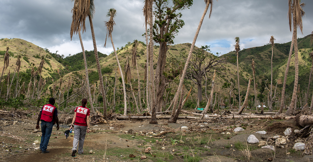 November 25, 2016, Capafou, Carcasse, Haiti. A community devestaed by Hurricane Mathew. The Canadian Red Cross ERU mobile clinic was the first humanitarian assistance to reach this community since Hur