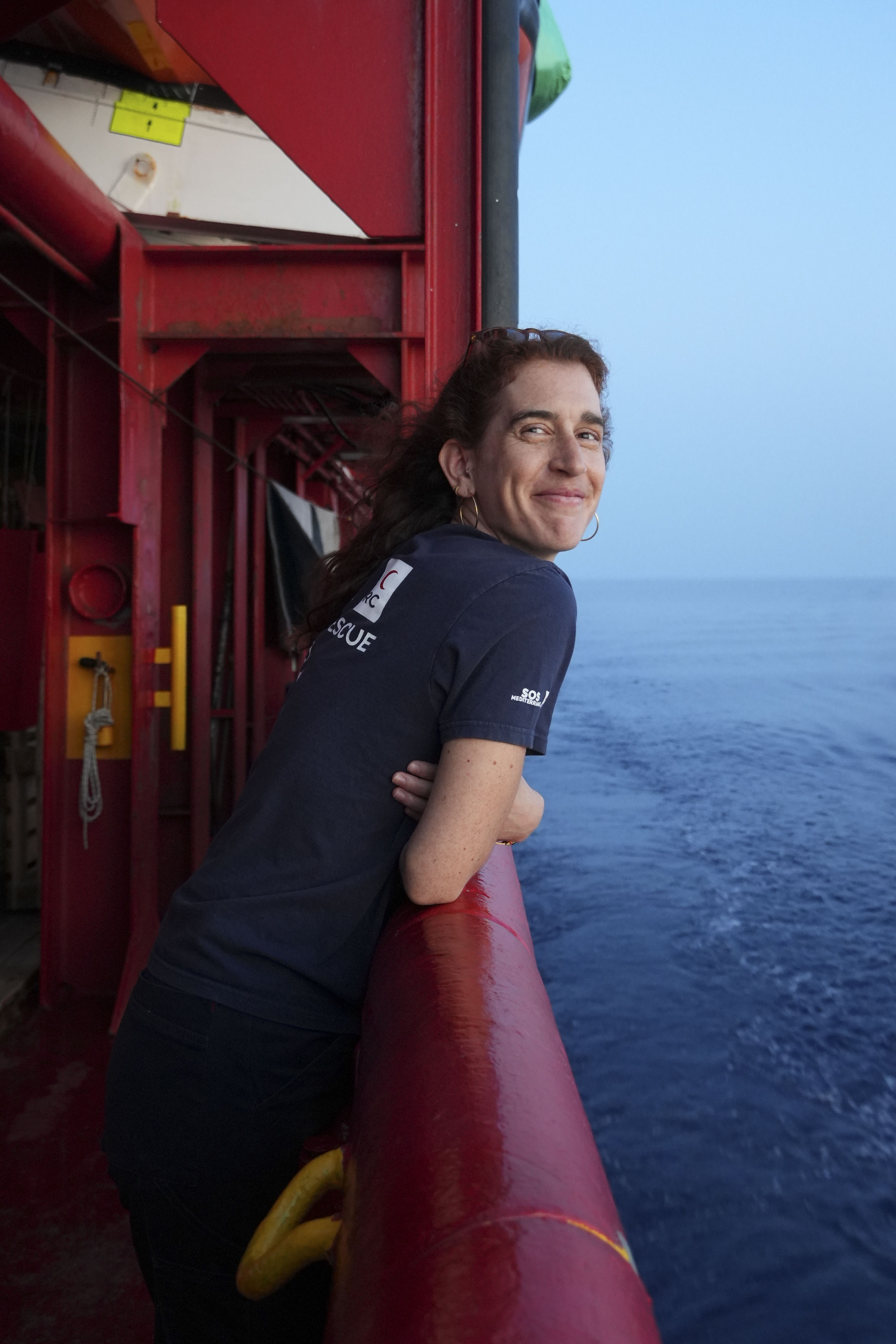 Camille Coletta, team leader for the IFRC protection team aboard the Ocean Viking.