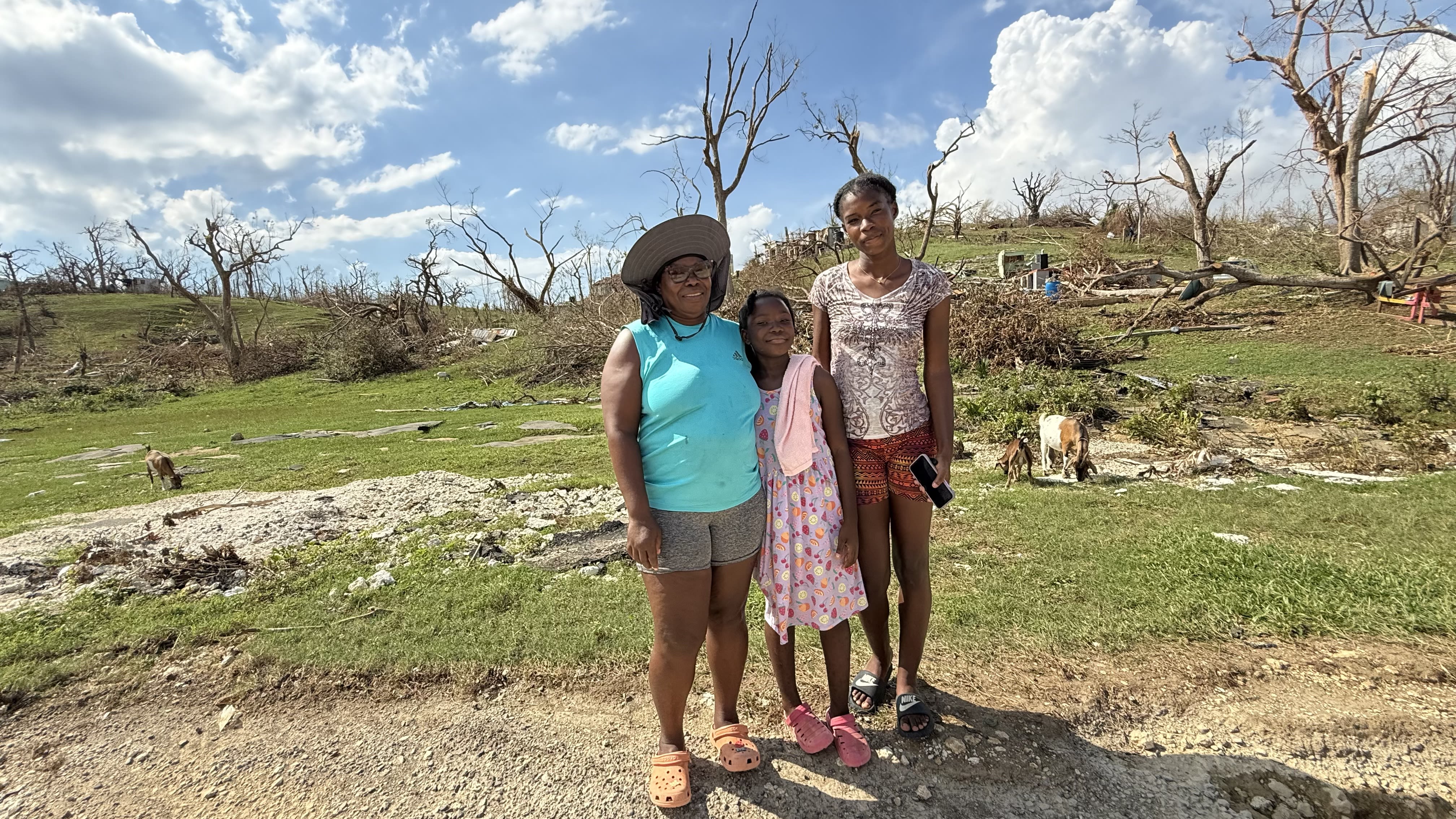 Marlene with her two youngest daughters Tara and Tiana, who were with her when the hurricane hit.