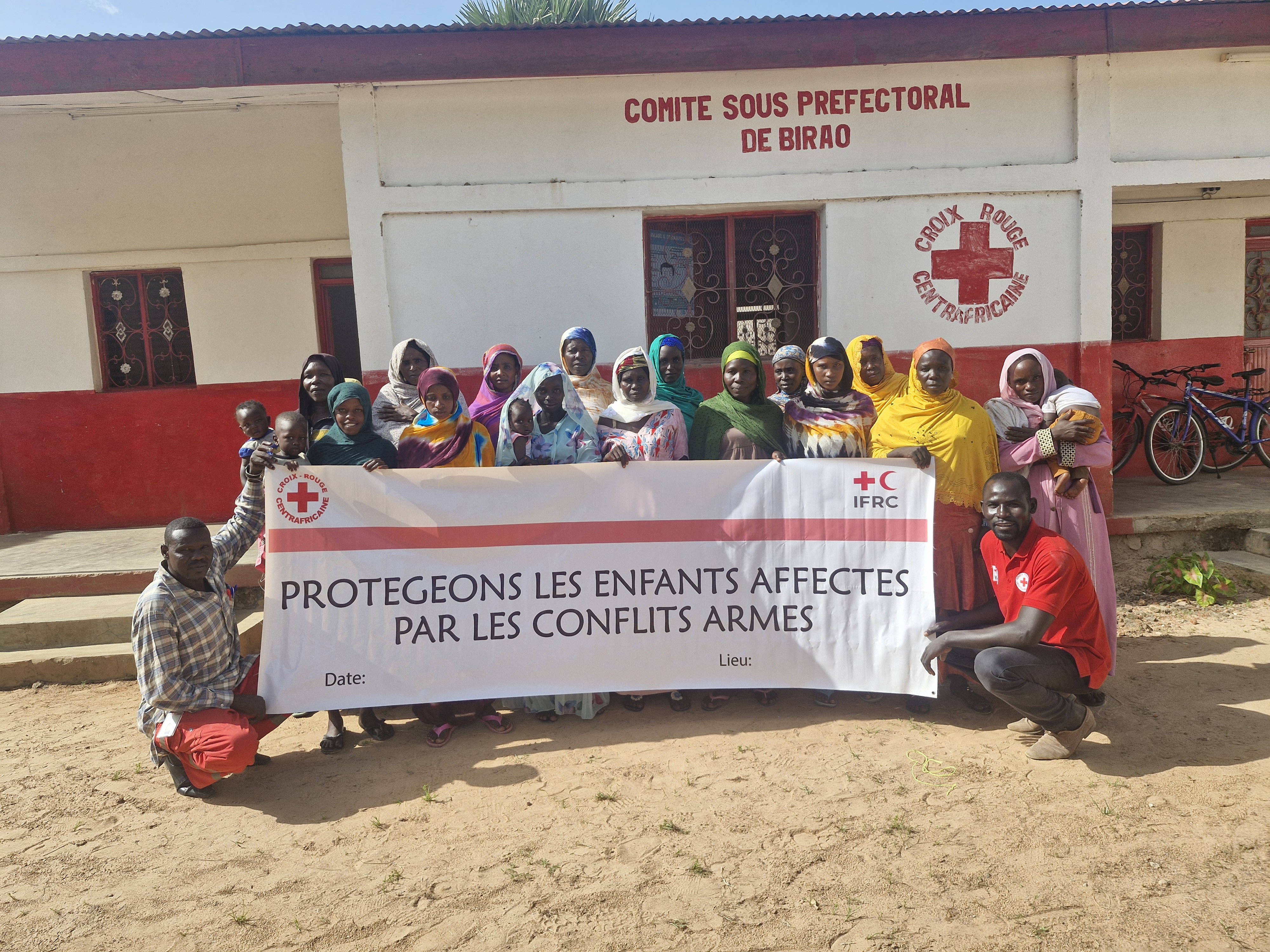 A group photo during the launch of the  Children Affected by Armed Conflict project in the Central African Republic. Photo: Central African Republic Red Cross Society