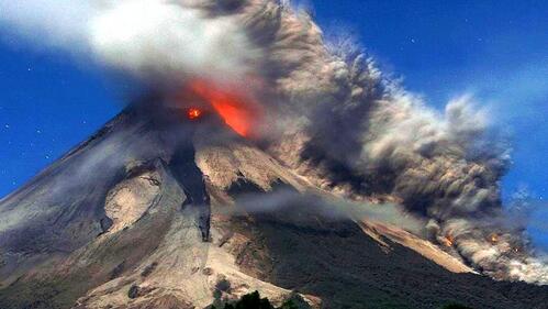 Mount Merapi volcano in Yogyakarta, Indonesia erupts in 2006