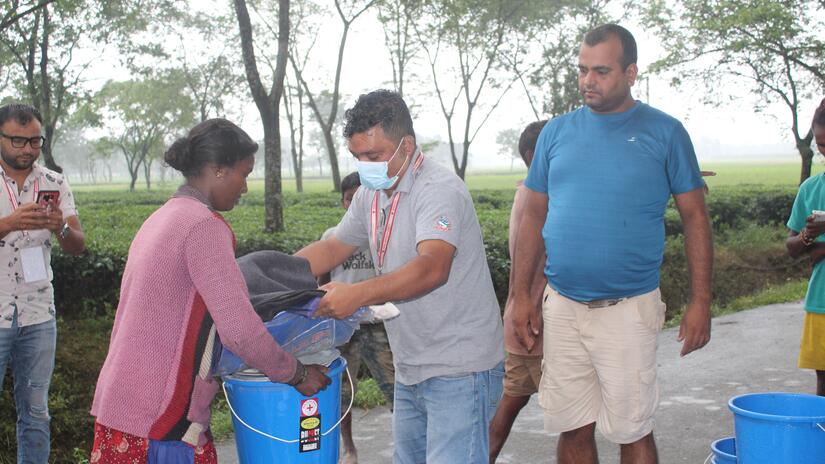 As well as delivering relief, Nepal Red Cross is working with local authorities to warn thousands of people of further threats from rising floodwaters and landslides. 