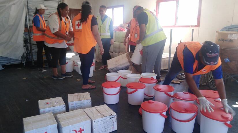 Tongan Red Cross emergency teams are providing relief from pre-positioned supplies to people affected by the tsunami in Tonga