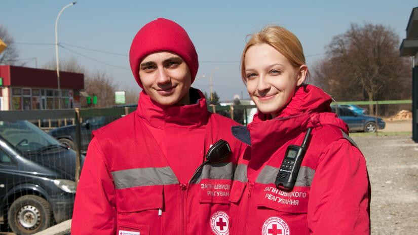 Olexander and his partner Diana are a young couple who share a love of volunteering for the Ukrainian Red Cross. They've both been helping people affected by the conflict to flee to Slovakia via the Ozhhorod border crossing, where Olexander leads a team of volunteers.