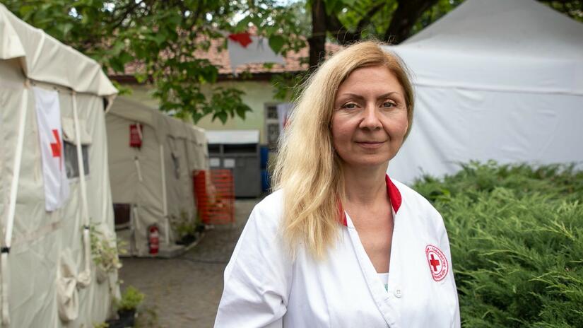 Dr. Nataliia Vasylivna, a family doctor at the Red Cross health centre in Uzhhorod