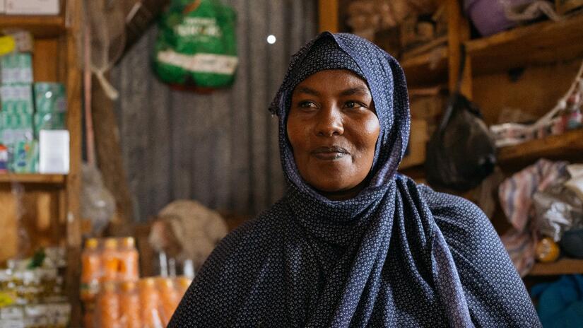 A portrait of Farhiya Abdi Ali, a shop-owner from Garissa county, Kenya