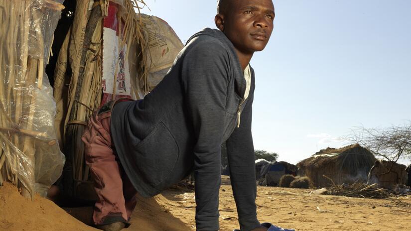 Mekondo crawled from Angola to Namibia on his hands and knees due to a physical disability.