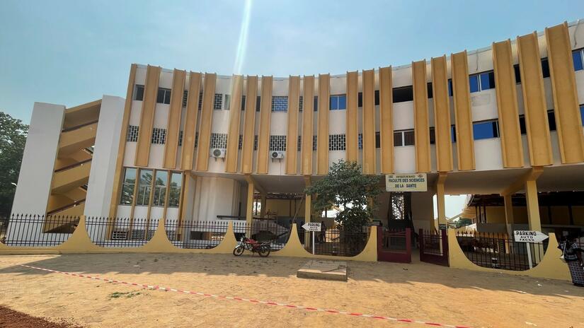 The outside of the refurbished Bangui University Faculty of Health Sciences building.