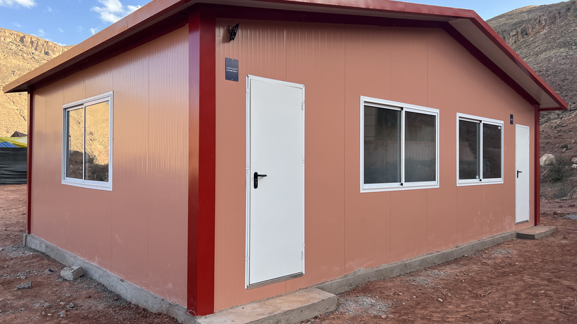 Working along with local communities and with support from the IFRC emergency appeal and partner National Societies, the MRCS built washrooms with toilets and bathing facilities like this one to help the families stay healthy.