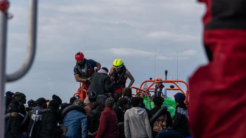 IFRC and SOS Mediterranee teams onboard the Ocean Viking rescuing 71 migrants from an overcrowded vessel in the Central Mediterranean, now providing them with care and support at sea.