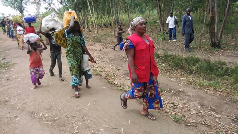 People fleeing violence due to recent fighting in Democratic Republic of the Congo.