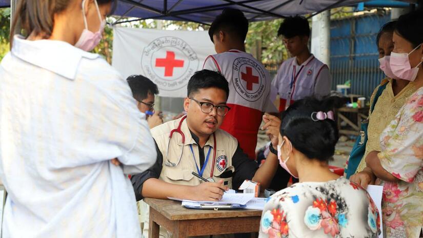 Volunteers from Myanmar Red Cross have deployed mobile health clinics to the most affected areas. 