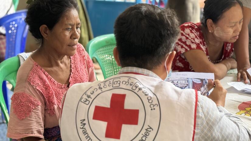 Myanmar Red Cross volunteers and staffs are assessing the need for multipurpose cash assistance to support families affected by the earthquake in Sagaing Region.