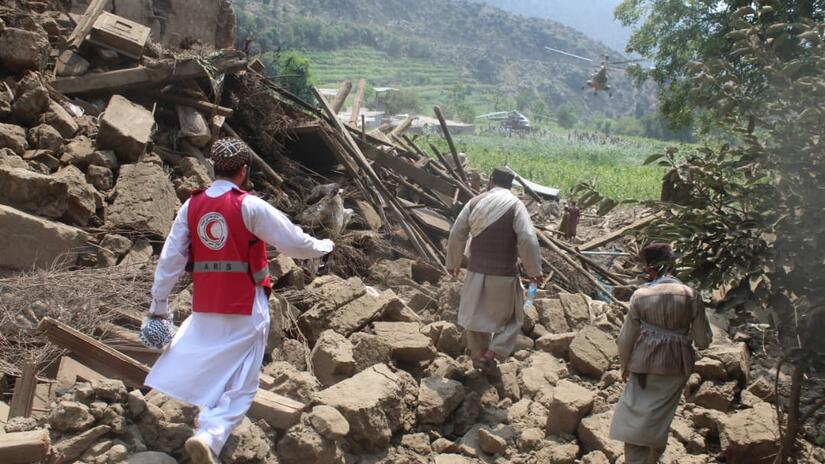 Afghan Red Crescent volunteers join the search for survivors after a powerful 6.0 earthquake on 31 August, 2025.
