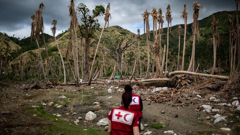 November 25, 2016, Capafou, Carcasse, Haiti. A community devestaed by Hurricane Mathew. The Canadian Red Cross ERU mobile clinic was the first humanitarian assistance to reach this community since Hur