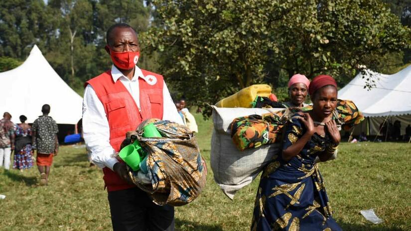 Rwanda Red Cross volunteers have been on the ground since the eruption, providing humanitarian assistance to both the refugees and local communities.