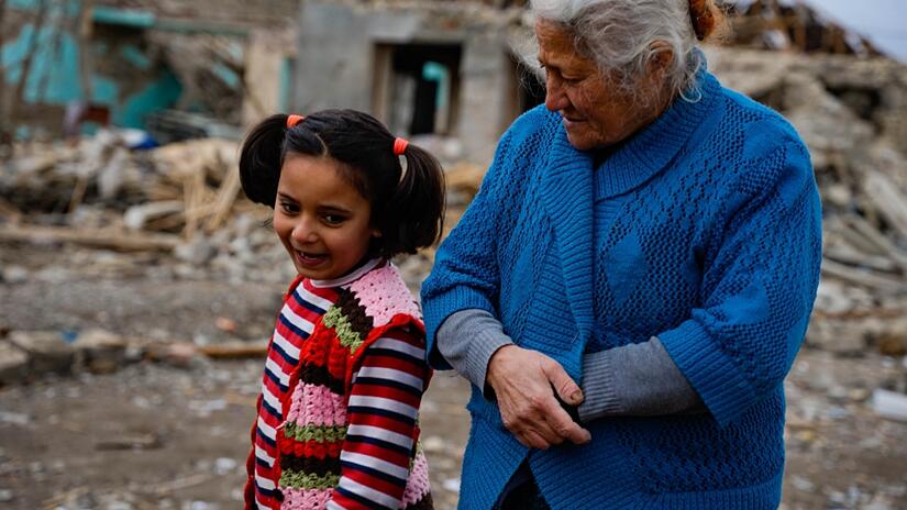 Ganja, Azerbaijan. November 2020. While some people affected by shelling have returned to their homes, many are staying with relatives, at shelters or in basements.