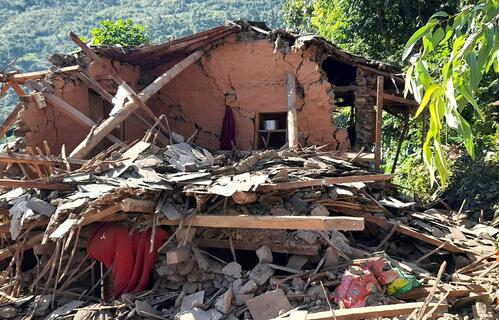 Home destroyed by earthquake in western Nepal