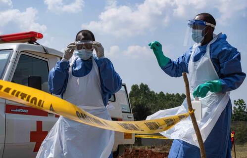 Uganda Red Cross volunteers prepare for Ebola Virus Disease response.