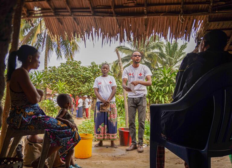 Red Cross Volunteers go house to house to raise awareness about mpox in the Democratic Republic of the Congo 
