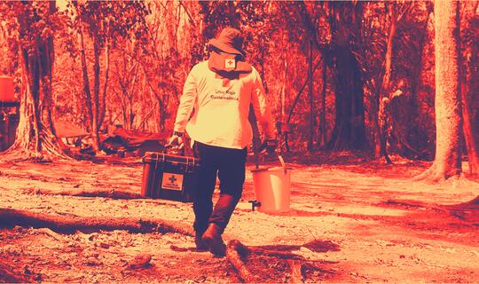 The Guatemalan Red Cross provided humanitarian assistance to response teams and communities affected by wildfires in the Department of Petén, exacerbated by the climatic effects of the latest El Niño event during the 2023–2024 period.
