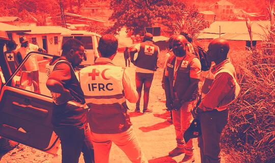 IFRC and the Red Cross from the Democratic Republic of Congo working together in remote communities to combat the spread of Ebola Virus Disease.