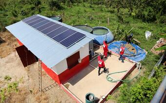 The IFRC and Panamanian Red Cross, supported by Unicef and the European Union, have built solar-powered treatment plants in Darien province to provide clean water to people on the move