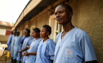 Red Cross volunteers from the Democratic Republic of the Congo are trained in safe and dignified burials to support the response to a local ebola outbreak