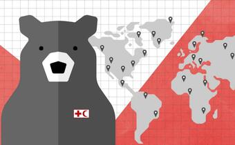 A graphic for the IFRC Atlas app for small and medium sized businesses featuring the 'resilience bear'