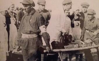 A black and white archive image of the Azerbaijan Red Crescent