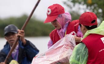 Volunteers from the Viet Nam Red Cross Society provide vital supplies to communities following Typhoon Molave in October 2020