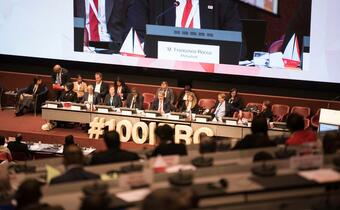 President Francesco Rocca leads a session at the 22nd session of the IFRC General Assembly in 2019