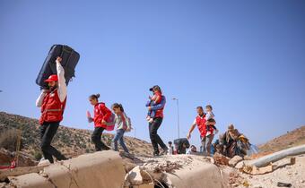 Syrian Arab Red Crescent supporting people displaced from escalation of fighting in Lebanon.