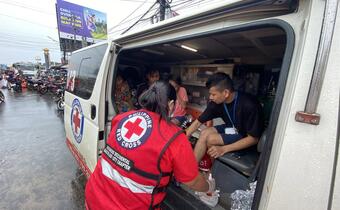 Philippine Red Cross provides emergency care after Typhoon Kalmaegi.